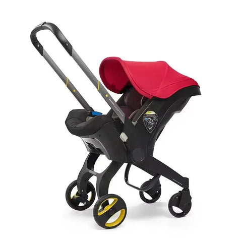 Kinderwagen - 3-in-1 – Lichtgewicht - Opvouwbaar & Verstelbaar – Hoog Landschap Babywagen – Reisbuggy met Zonnescherm - Rood
