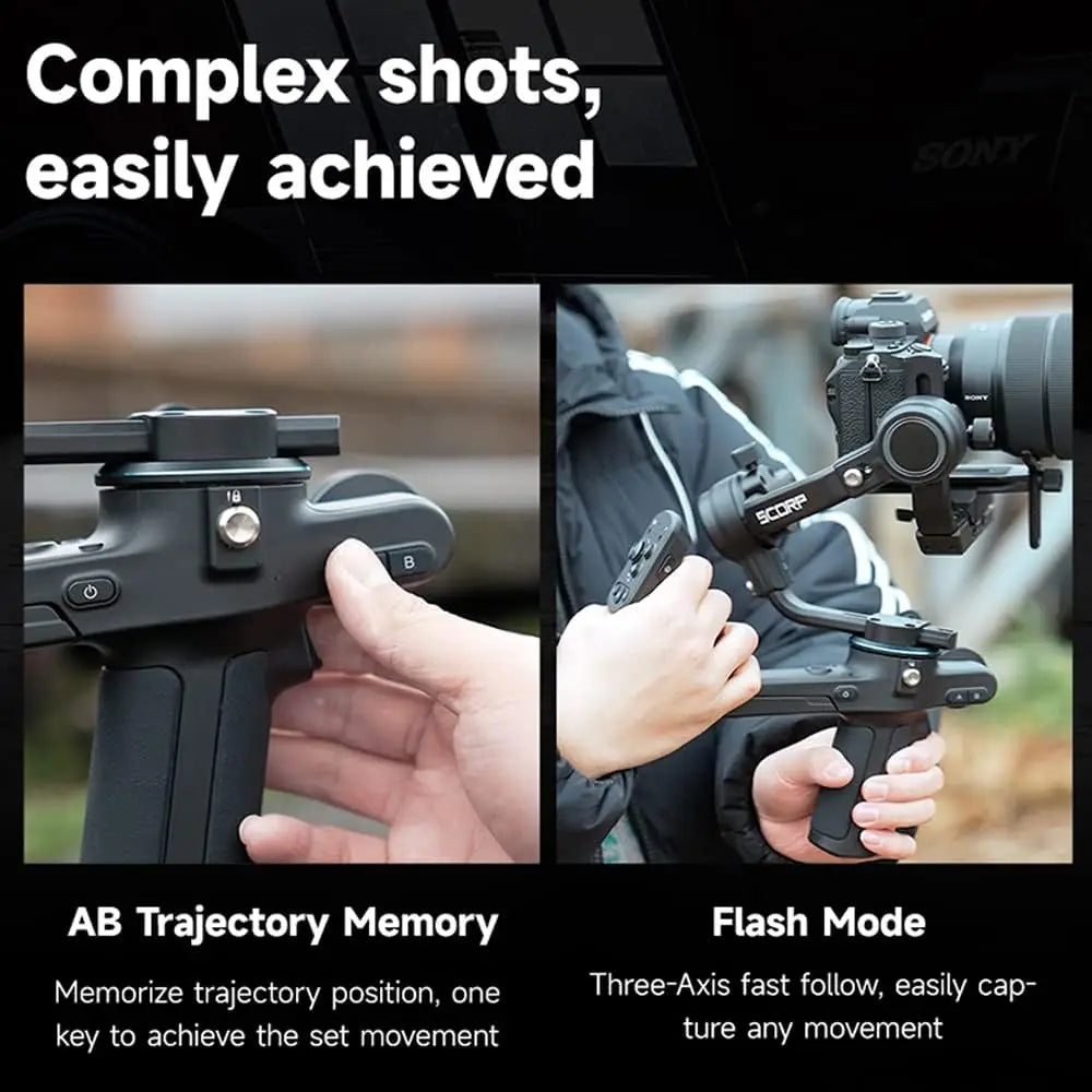 Gimbal Smartphone - Stabilisator voor Smartphone & Camera - Gimbal voor Smartphone & Camera - Rolhoek 320° - Koershoek 360° - 3-Axis - Alles-in-één - Handheld spiegelloos - Zwart
