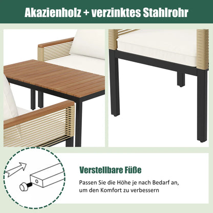 Loungeset Tuin – Buitenmeubel – Rattan Set – Terrasmeubel – Tuinbank – Weerbestendig PE-Rattan – Comfortabele Waterafstotende Kussens