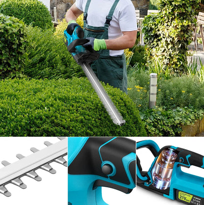 Heggenschaar Accu - Snoeischaar - Grasschaar - 20000RPM - 2000W - Brushless - Elektrische - Snoerloze Snoeischaar voor Struiken – Geschikt voor 18V Accu – Inclusief 2x Accu - QUORE