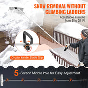 Snow Roof Rake – Adjustable Handle (1.5-6 m) – Aluminum Snow Thrower with Protective Wheels - 64 cm Wide Blade – Silver