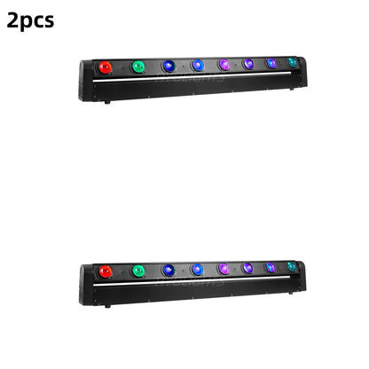 Moving Head Verlichting – LED Moving Head – Bar Beam Licht – Podiumverlichting – DJ Verlichting – 2 Stuks – 8x12W RGBW 4-in-1 LEDs – DMX512 Besturing – Compact Design – 180° Kantelbereik - QUORE