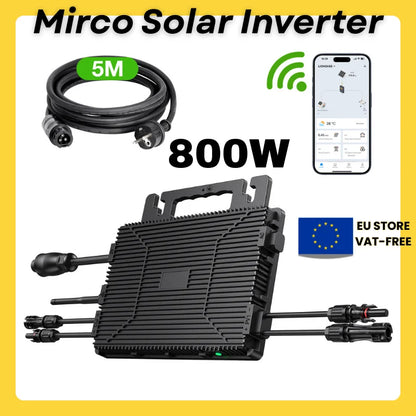 Omvormer – Micro-omvormer – Spanningsomvormer – Solar Inverter – Zonne-energie Omvormer – 800W Vermogen – Dual MPPT & WiFi Monitoring - QUORE