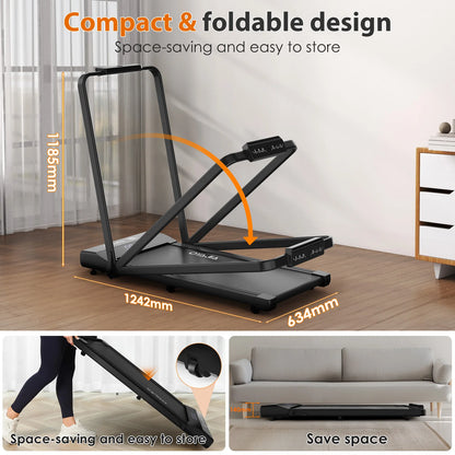 Loopband – Wandelband – Walking Pad – Treadmill – Hometrainer – Stil Motorvermogen – 12 Programma’s - met Leuningen - QUORE