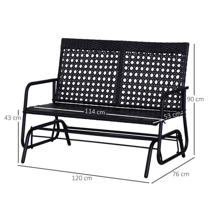2-Persoons Schommelbank – Tuinbank – Schommelstoel – Buitenbank – Zithoek – Poly-Rattan – Ergonomische Rugleuning - QUORE