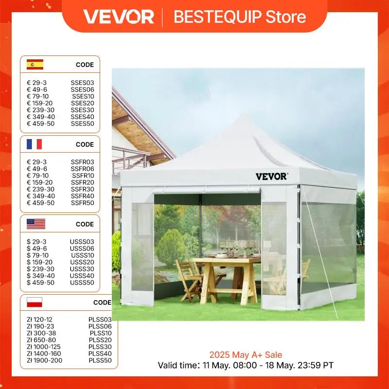 Canopy Tent - Tent - Pop up tent - Partytent - Paviljoen - 10x10ft – Partytenten - Waterdicht & UV-bescherming – Verwijderbare Zijpanelen – Inclusief Wheeled Bag - Zwart
