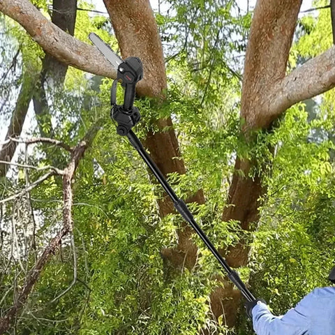 Elektrische stokzaag - 6 inch - 40000 RPM -  18V Batterij - 3500W - UniversalHedgePole - Heggenschaar op steel - Zwart - QUORE