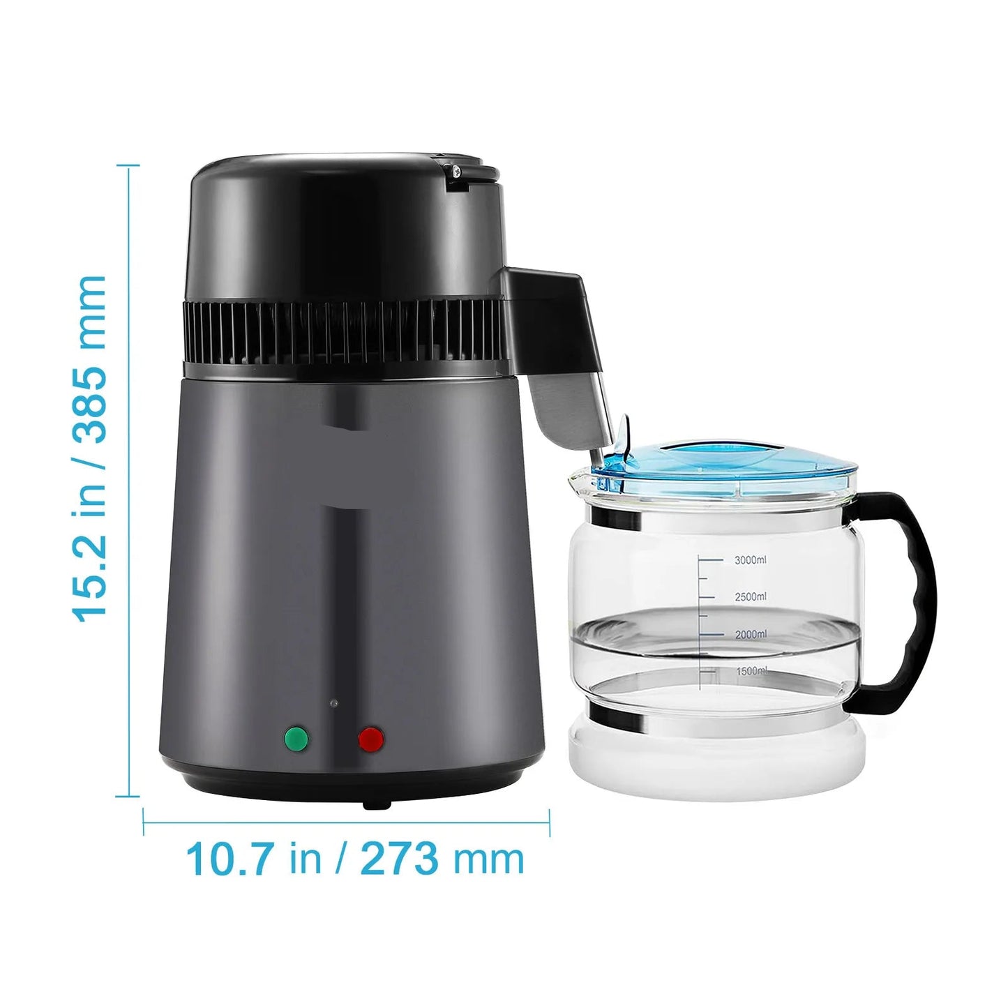 Destilleerapparaat - Water Destilleerapparaat - Waterdispenser - Waterdistilleerder - 4L - Krachtige 750W Waterzuiveraar voor Thuisgebruik - Roestvrij staal - QUORE