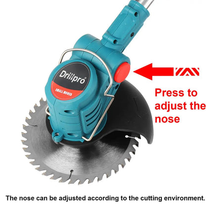 Drillpro Electric Lawn Mower 2X Li-ion Batteries Cordless Grass Trimmer Adjustable Handheld Garden Tools for Makita 18V Battery