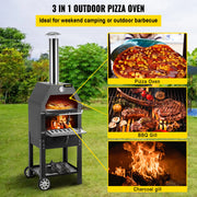Pizzaovens - Pizzaoven Buiten - Pizzaoven Houtgestookt - Pizzarette - Pizza Maker - 12” 2-laags Pizzaoven - met 2 Afneembare Wielen