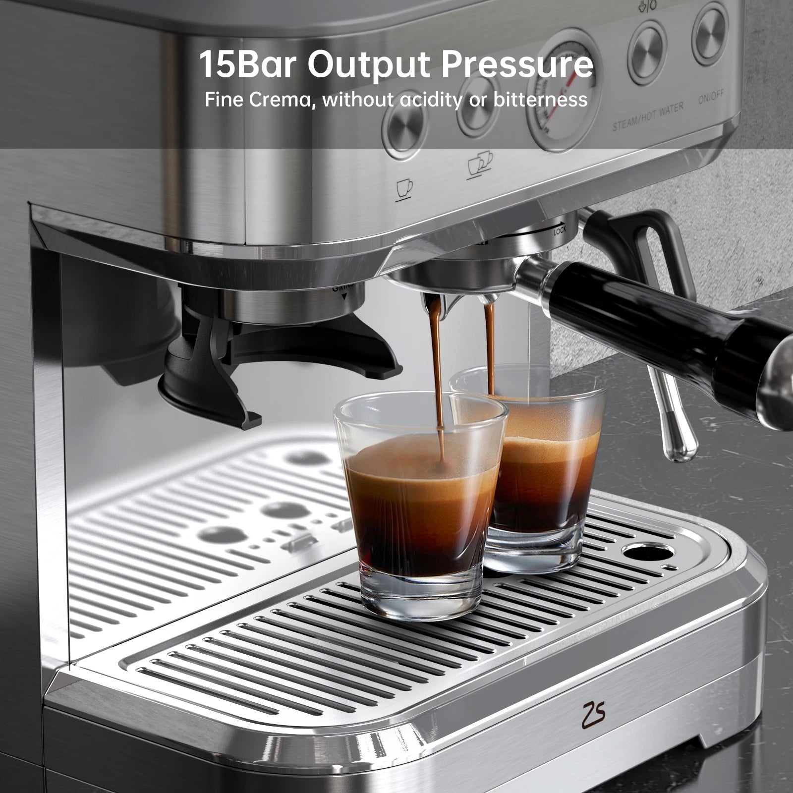 Espressomachine – Koffiemachine – Espressoapparaat – Volautomaat – Koffiezetapparaat – Roestvrij Staal – 15 Bar Pompdruk – Ingebouwde Koffiemolen Met 15 Maalgroottes - QUORE
