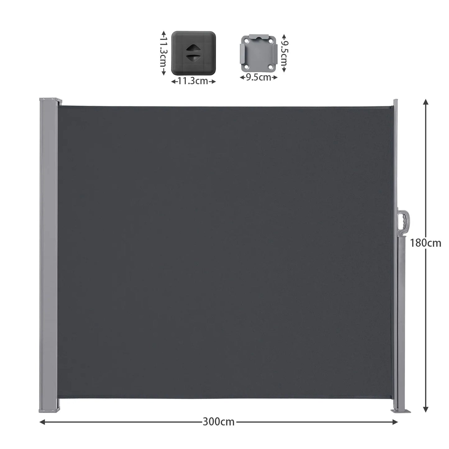 Uitschuifbaar Zijscherm – Balkonafscheiding – Tuinscherm – Privacy Scherm – Windscherm – Waterbestendig Doek – Roestvrij Stalen Frame