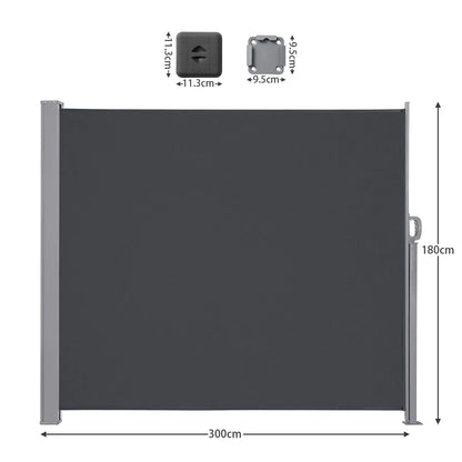 Uitschuifbaar Zijscherm – Balkonafscheiding – Tuinscherm – Privacy Scherm – Windscherm – Waterbestendig Doek – Roestvrij Stalen Frame
