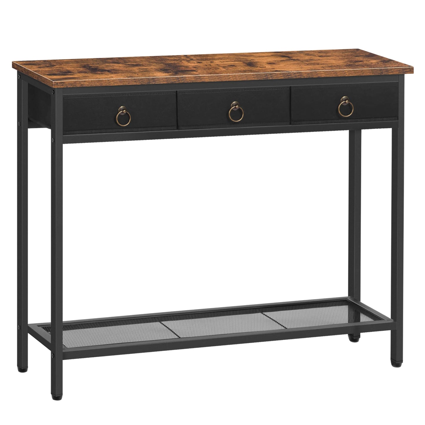 Wandtafel met 3 Lades - Consoletafel / Haltafel - Sidetable Zwart Hout - 100x25x80cm - Perfect voor Hal - Woonkamer of Slaapkamer