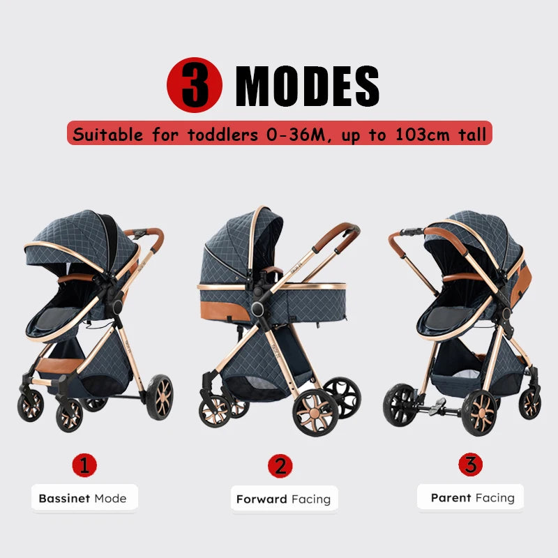 3-in-1 Babybuggy – Wandelwagen – Autostoeltje – Wieg – Buggy – Lichtgewicht Katoen – Compact Inklapbaar – Lichtgrijs