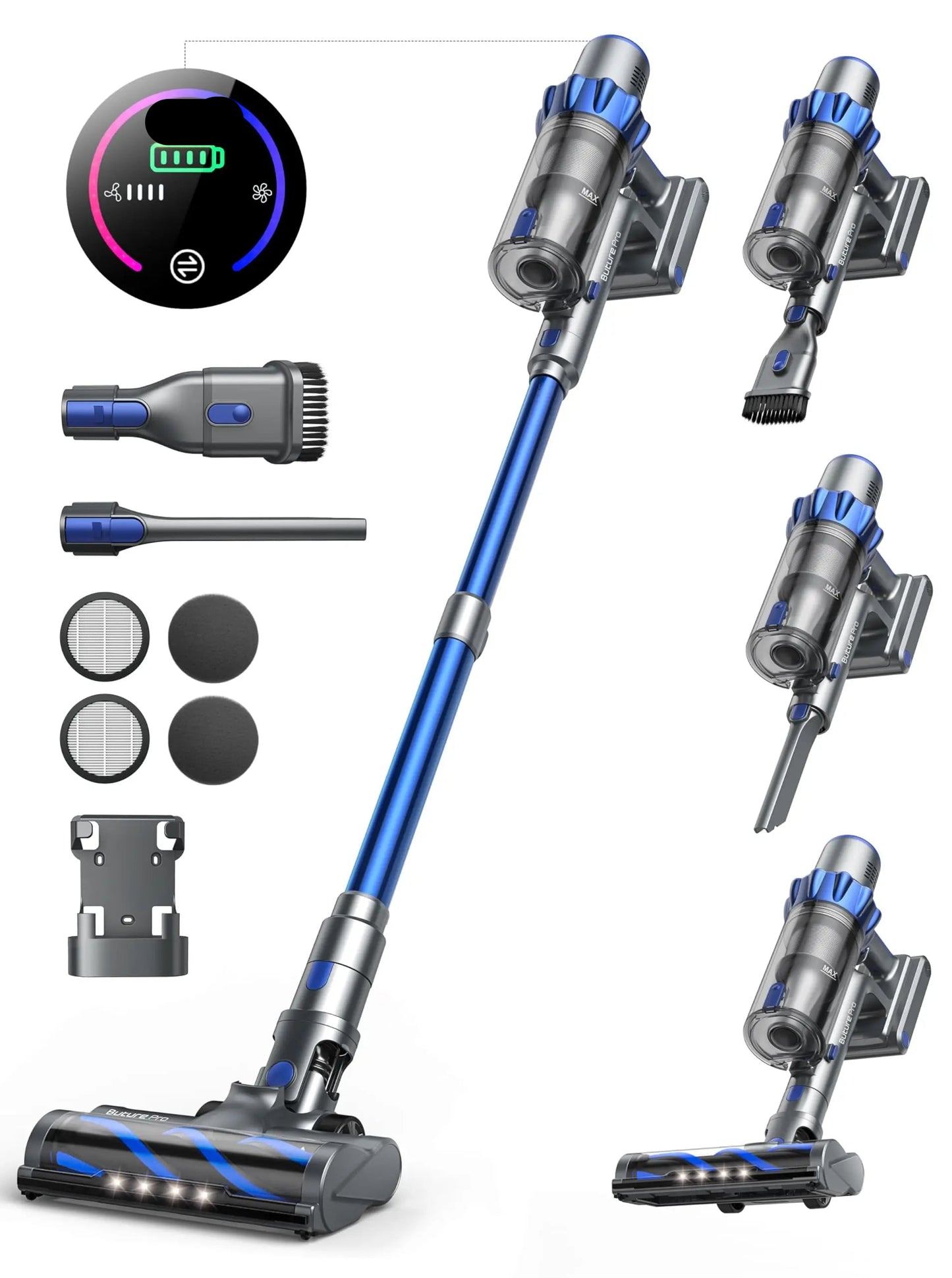 Steelstofzuiger - Vacuum Cleaner - Draadloze Stofzuiger- Kruimeldief Snoerloos - 500W - 48KPA Zuigkracht - Handstofzuiger - Tot 55 Min Oplaadtijd -  Anti-Winding Borstel en 1.5L Groot Stofreservoir - voor Tapijt, Vloer & Auto - QUORE
