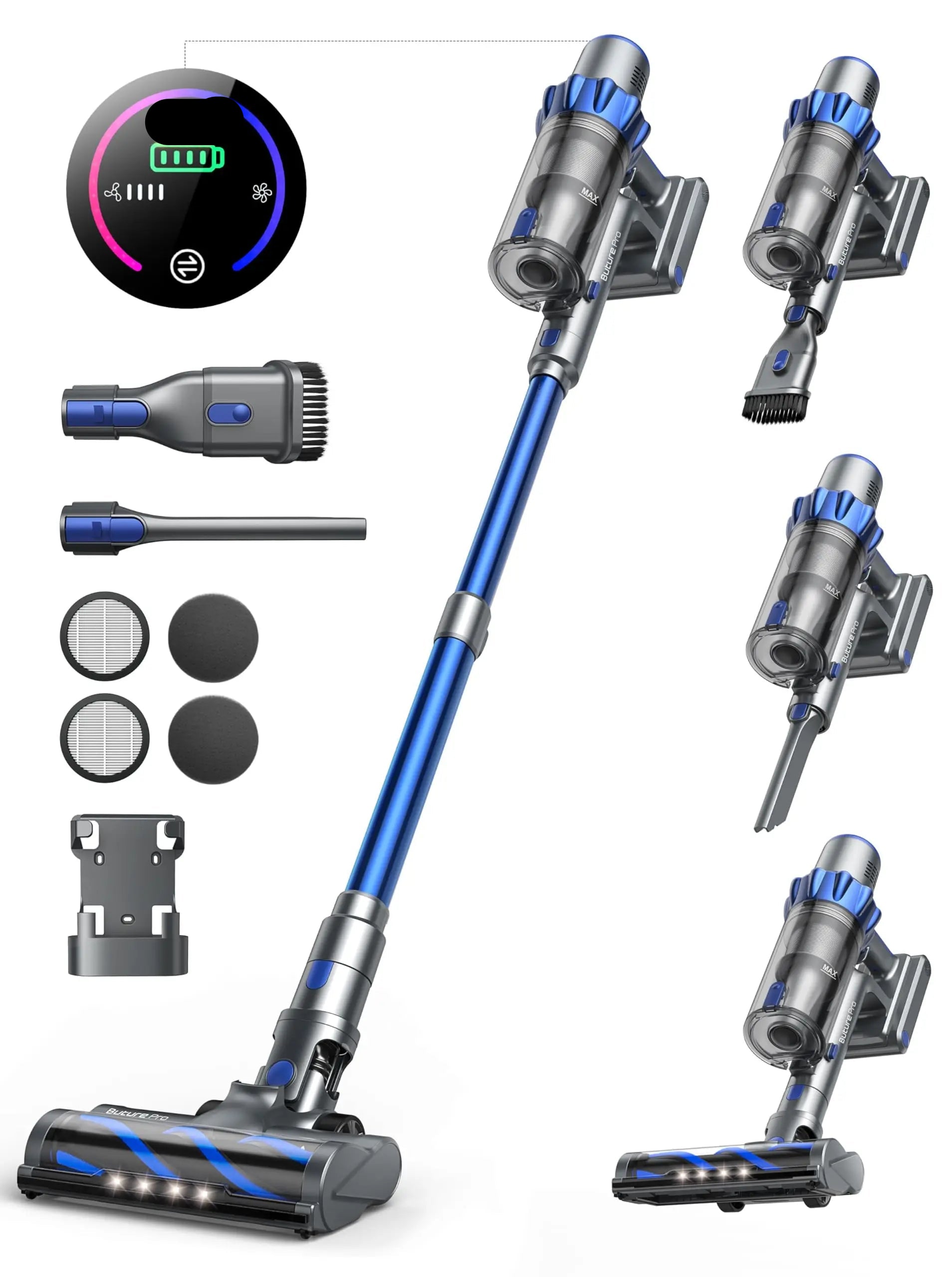 Steelstofzuiger - Vacuum Cleaner - Draadloze Stofzuiger- Kruimeldief Snoerloos - 500W - 48KPA Zuigkracht - Handstofzuiger - Tot 55 Min Oplaadtijd -  Anti-Winding Borstel en 1.5L Groot Stofreservoir - voor Tapijt, Vloer & Auto - QUORE