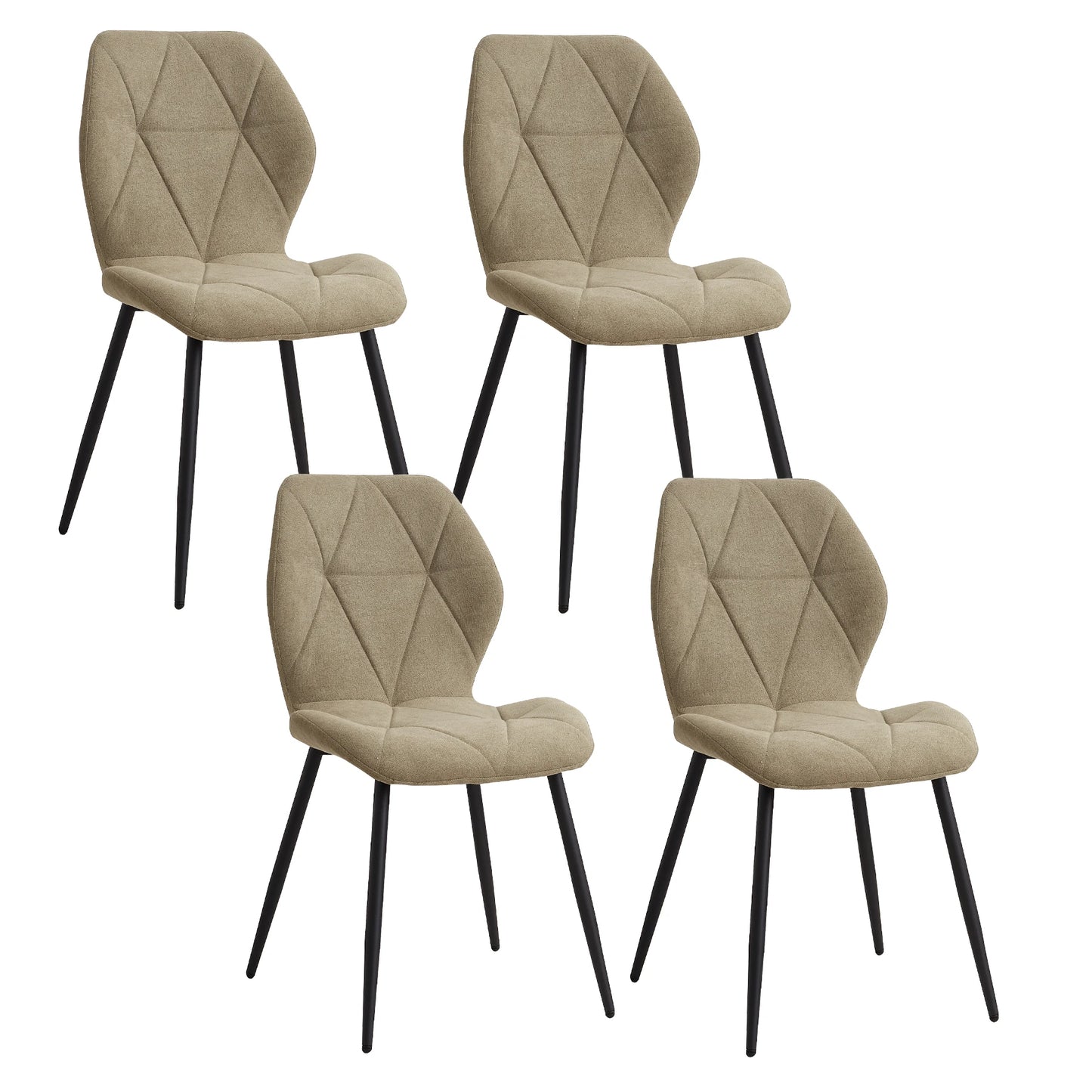 Eetkamerstoel – Stoel – Zitstoel – Kamerstoel – Linnen Bekleding – Ergonomische Rugleuning – Zwarte Metalen Poten - QUORE