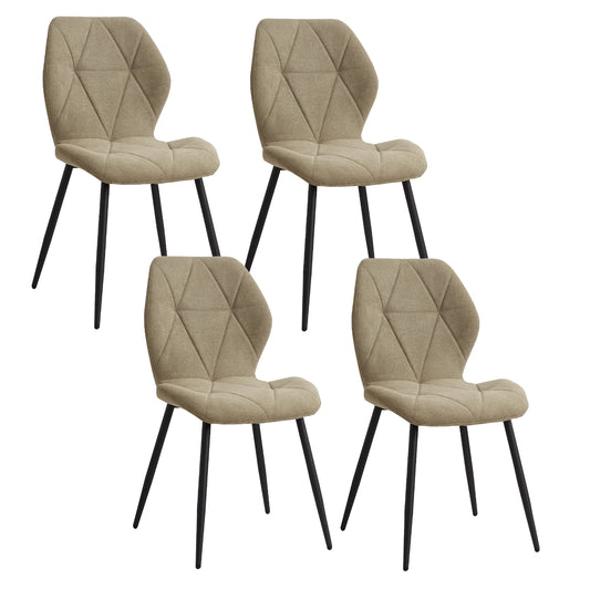 Eetkamerstoel – Stoel – Zitstoel – Kamerstoel – Linnen Bekleding – Ergonomische Rugleuning – Zwarte Metalen Poten - QUORE