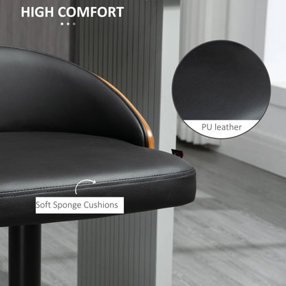 Barkrukken – Barstoelen – Keukenkrukken – Hoge Stoelen – Barkruk Set – Verstelbare Zithoogte – 360° Draaibaar Kunstlederen Zitvlak - Zwart en Koffiebruin