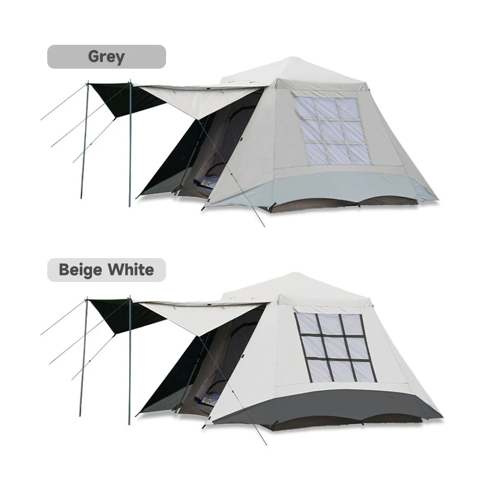 Dubbel-laagse Kampeertent - Tent - Pop up tent - Tenten - Waterdichte - Automatische Opzet – Twee Deuren – Ademend & UV-bescherming - Grijs