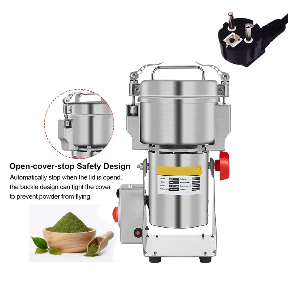 Kruidenmolen - Hakmolen - Specerijenmolen - Koffiemolens - Molen - 800G - 220V - Swing Type -  Elektrische - Grinder met Display - voor Droge Voeding, Koffie en Specerijen - Kruidenmaler - Graanmolen - QUORE