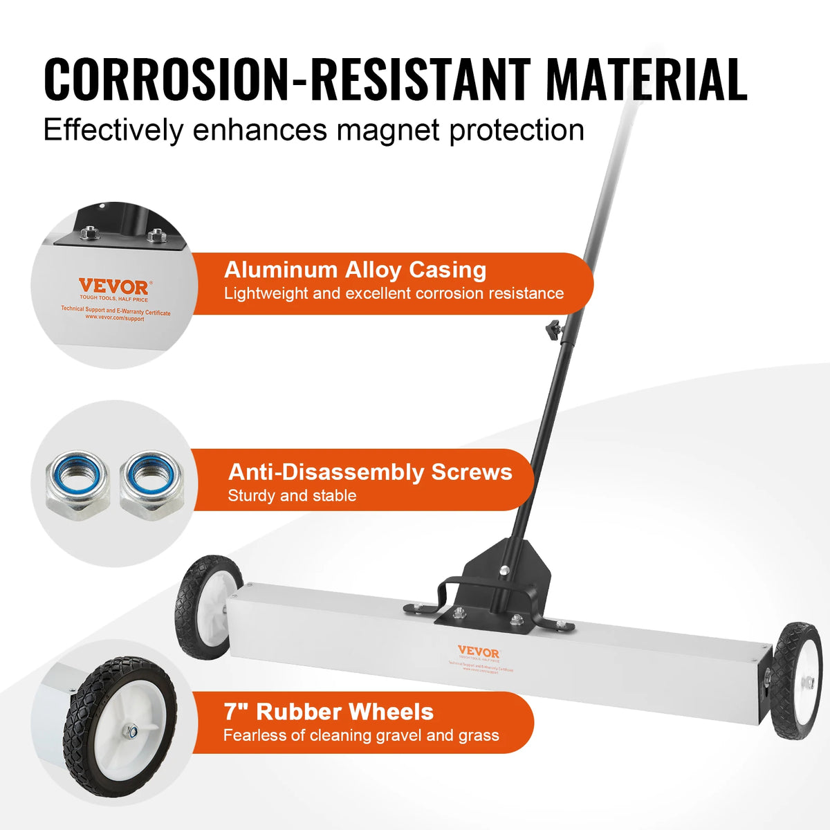 Sweeper - Magnetic sweeper - Brush sweeper -. with wheels Push type - Magnetic - Large Magnet Pickup Lawn Telescopic sweeper