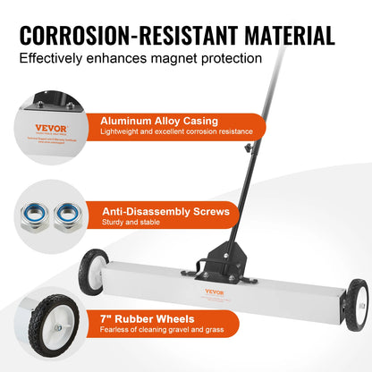 Sweeper - Magnetic sweeper - Brush sweeper -. with wheels Push type - Magnetic - Large Magnet Pickup Lawn Telescopic sweeper