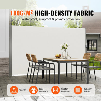 Windscherm - Windscherm Uittrekbaar - Zijluifel – Luifel - Luifel Zonnescherm - Intrekbare Zijluifel - 160X300cm - Waterdicht - Buitenscherm - Voor Achtertuin - Beige