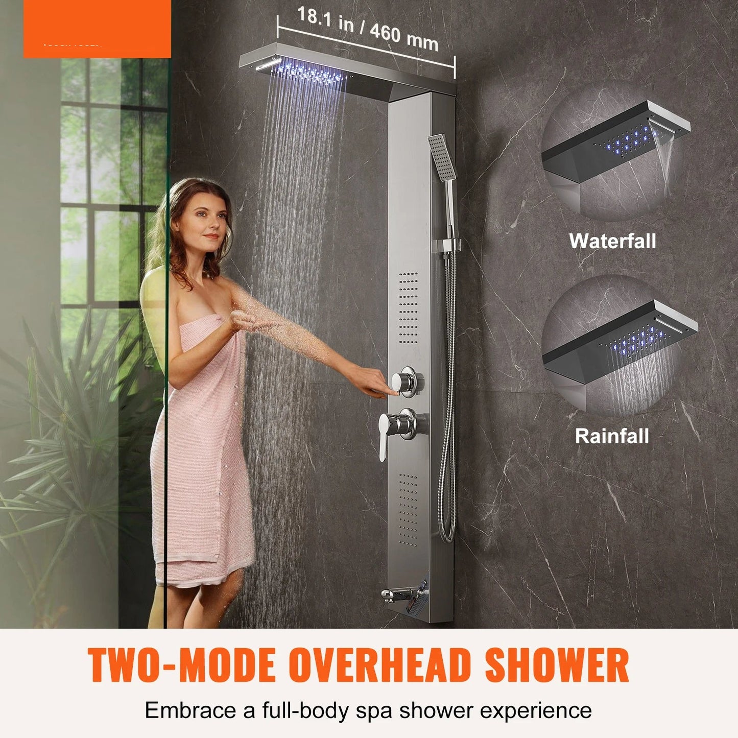 Douche - Regendouche - Douchewand - Douchekolom - Douchepanelen - LED Douchepaneel - 5-in-1 - RVS - Douchezuil met Massagejets - Zilver