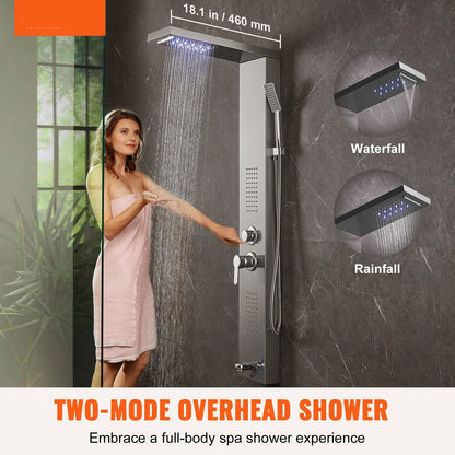 Douche - Regendouche - Douchewand - Douchekolom - Douchepanelen - LED Douchepaneel - 5-in-1 - RVS - Douchezuil met Massagejets - Zilver