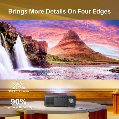 Projector – Beamer – Home Cinema Projector – Multimedia Projector – 4K Projector – 900 ANSI Lumen Helderheid – Bluetooth 5.3 Met 30W Speakers