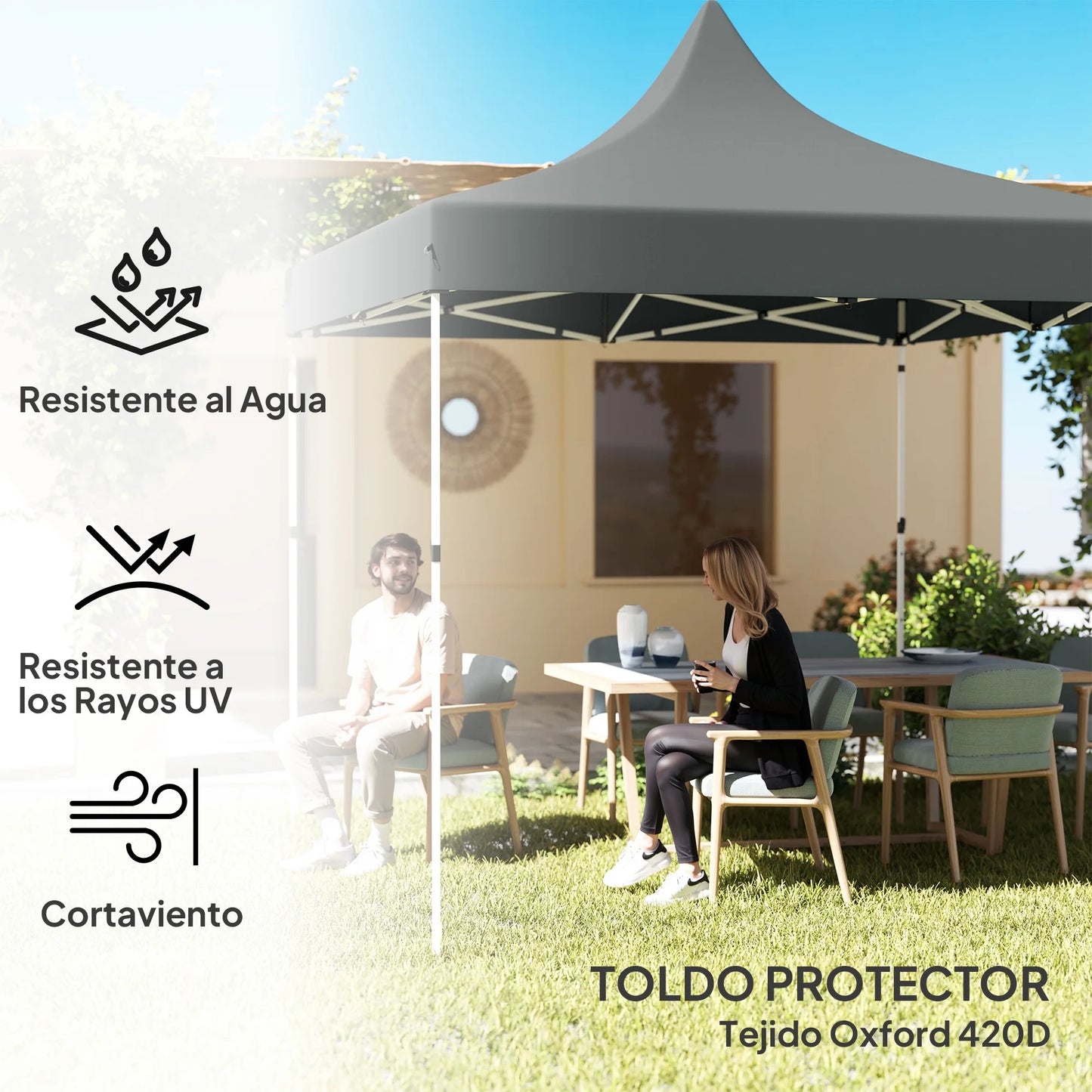 Pop-Up Tent – Inklapbare Tent – Schaduw Tent – Buiten Tent – 3x3 Meter – UV-Bescherming – Oxford Materiaal - QUORE