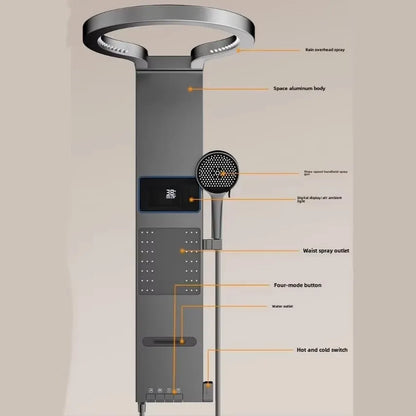 LED Waterval Douchekop – Douchepaneel – Waterval Douche – Wanddouche – Douchekop LED – Aluminium Geborsteld – Temperatuurgevoelige LED-verlichting - QUORE