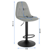 Barkrukken - Set van 2 Ergonomische Barstoelen – Fluweelen Zitten met Rugleuning – Verstelbare Hoogte (60-81 cm) – 360° Draaibaar – Stabiele Basis – Zwart
