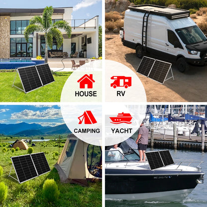 DOKIO 200W 18V Glass Folding Monocrystalline Waterproof Solar Panel with 12V Controller Kit from China Easy to Carry #FSP-200M