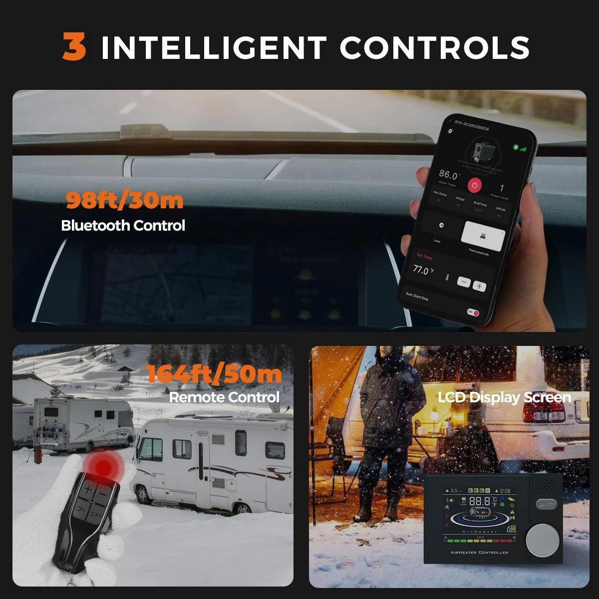 8KW 12V 24V 220V AC&DC universal Diesel Air Heater All In One bluetooth App Control Parking Heater for Van Camping Trailer Home