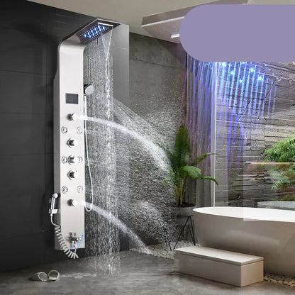 Douchepaneel  - Douche - Regendouches - LED Douchepaneel met LCD Display – Zwart Design, 6 Watermodi, Regen & Waterval Douchekolom met Massagejets en Badmengkraan
