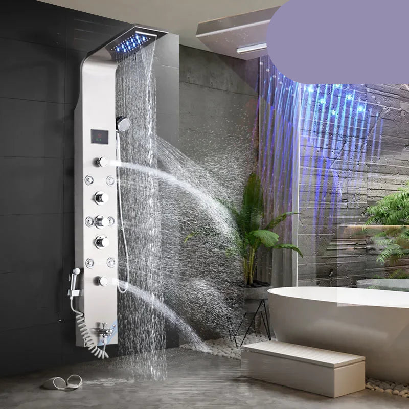 Douchepaneel  - Douche - Regendouches - LED Douchepaneel met LCD Display – Rose Gouden Design, 6 Watermodi, Regen & Waterval Douchekolom met Massagejets en Badmengkraan
