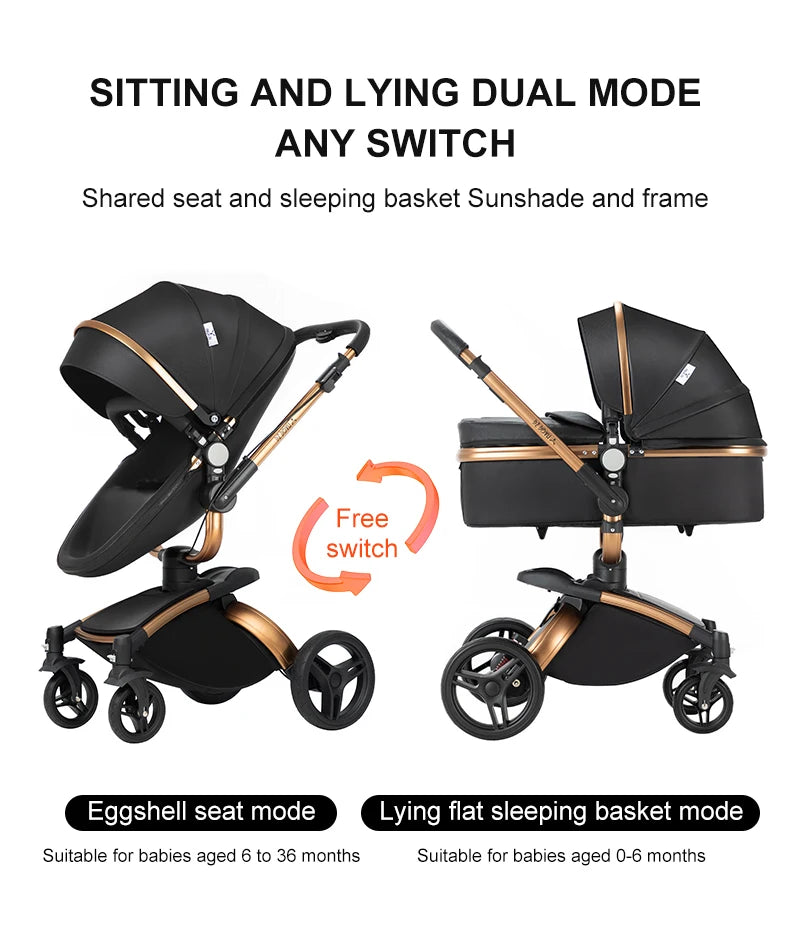 Kinderwagen - Babywagen - Buggy - Wandelwagen - 3-in-1 - met Reiswieg - en Autostoel - Opvouwbare Babystoel - Lichtgewicht - voor Baby's - en Peuters - Wit