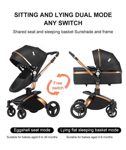 Kinderwagen - Babywagen - Buggy - Wandelwagen - 3-in-1 - met Reiswieg - en Autostoel - Opvouwbare Babystoel - Lichtgewicht - voor Baby's - en Peuters - Roze