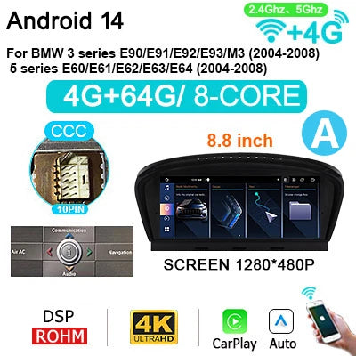 Car Radio – Multimedia Speler – Autoradio – Navigatiesysteem – Entertainment Systeem – Android 14 – 8.8" Touchscreen – Draadloze CarPlay - QUORE