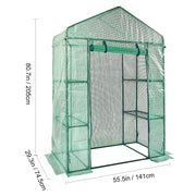 Greenhouse - Garden Greenhouse - Walk-in Greenhouse - with Planks Very Strong PE Tarpaulin - Greenhouse with Steel Plant Holders - with Doors &amp; Windows - 55.55x29.3x80.7in