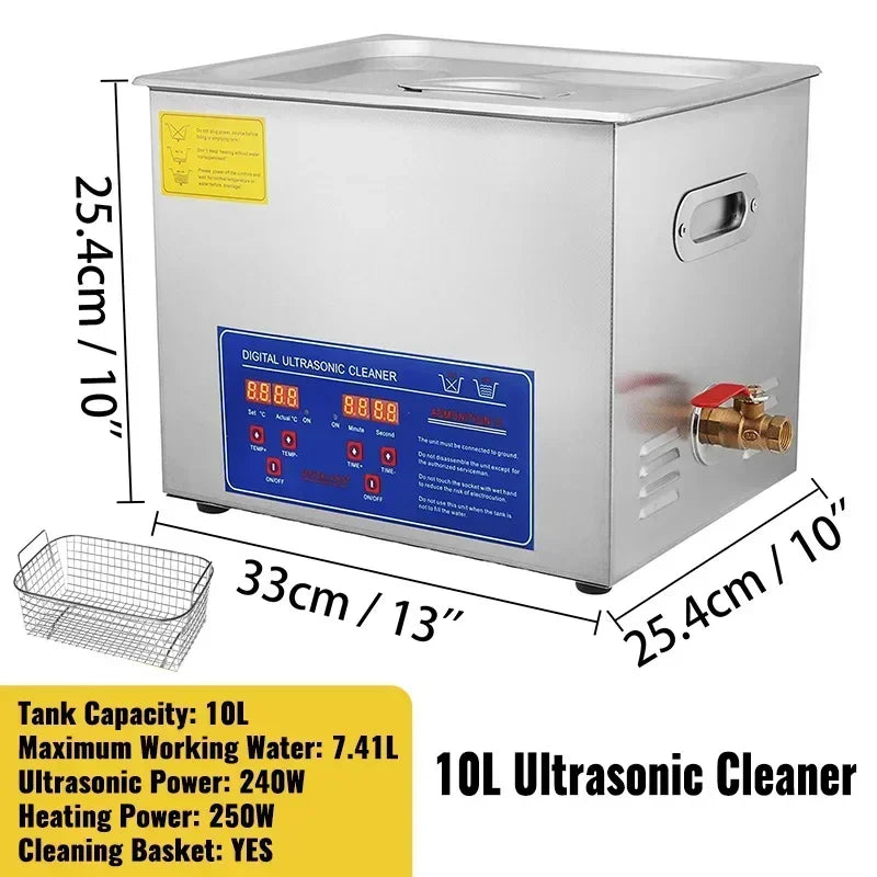 Ultrasoon Reiniger - Roestvrij Staal Professionele -  Ultrasone Reinigingsapparaat - Digitale Verwarmings Timer - Sieraden - Brillen - Tanden - 2L - QUORE
