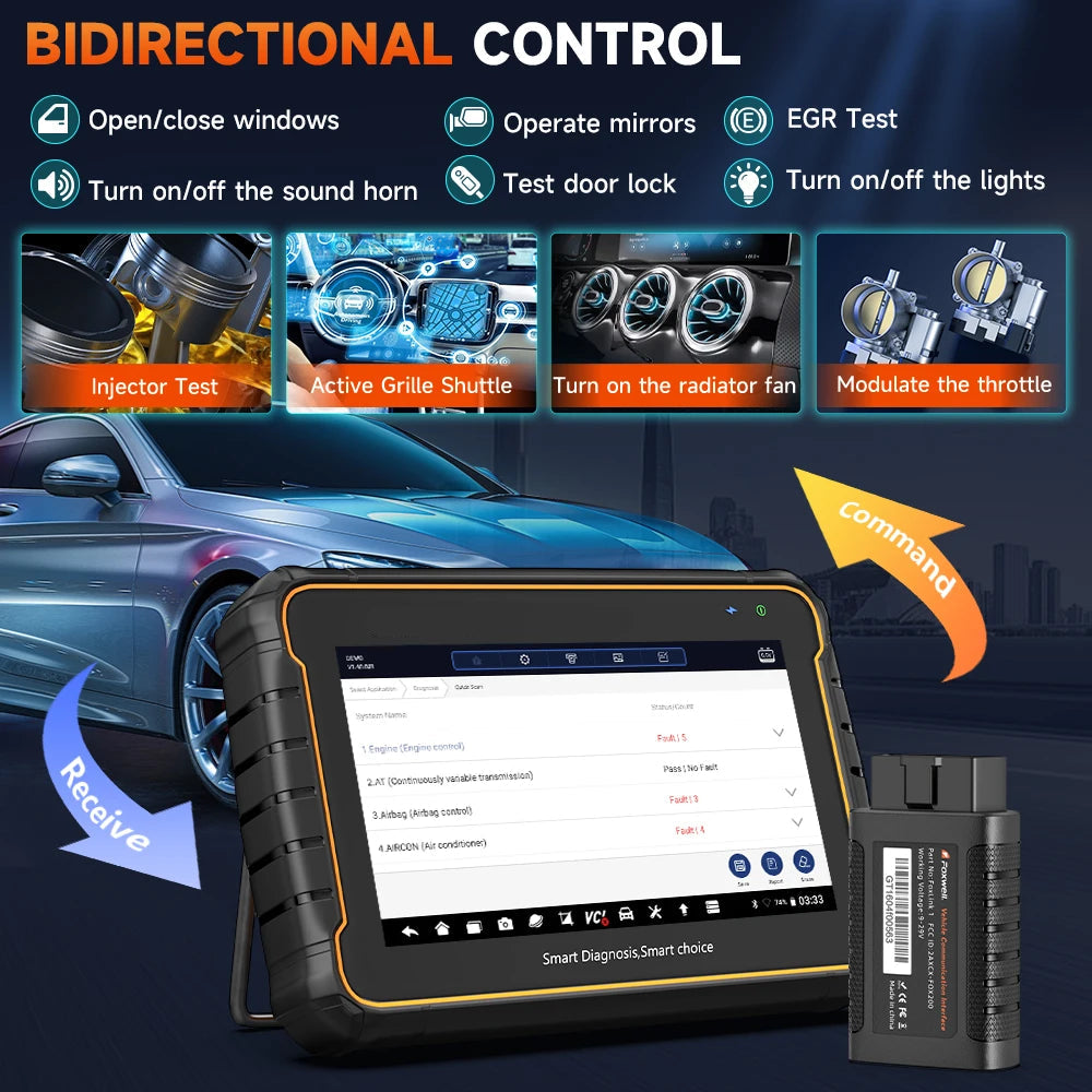 Diagnosetool Auto – OBD Scanner – Auto Scanner – Auto Diagnose – 7-Inch Touchscreen – All-System Scan – Wifi Updates - QUORE