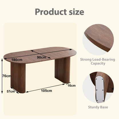 Oval Eettafel – Ovale Tafel – Scandinavische Eettafel – Houten Tafel – Eetkamer Tafel – Donkerbruin MDF – Geschikt Voor 6-8 Personen – 180x90 cm