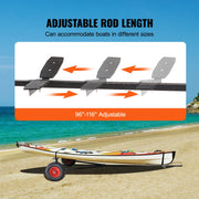 Vevor - Hand Trailer Boat - Boat Trailer Dolly - Dolly - Carbon Steel - with 96''-116'' Adjustable Length - 16'' Pneumatic Tires &amp; Anti-Slip Support Bracket