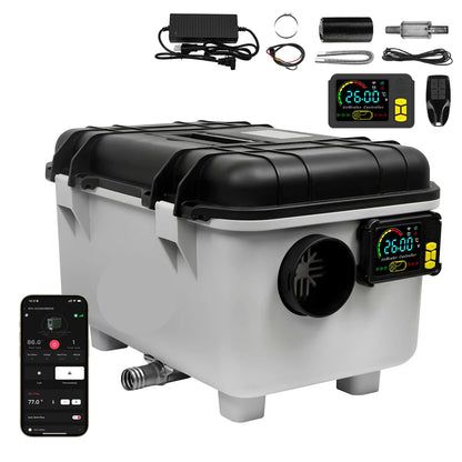 Dieselverwarmer – Diesel Luchtverwarmer – Diesel Standkachel – Parkeerverwarming – 8KW Vermogen – Bluetooth App Bediening – Ultra Stil & Energiezuinig