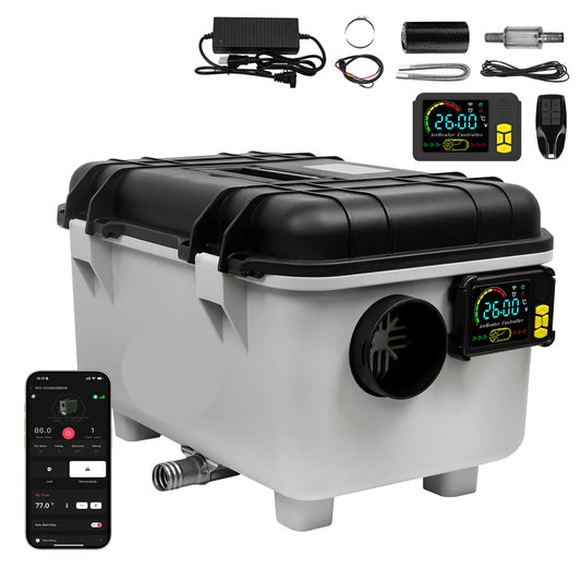 Dieselverwarmer – Diesel Luchtverwarmer – Diesel Standkachel – Parkeerverwarming – 8KW Vermogen – Bluetooth App Bediening – Ultra Stil & Energiezuinig