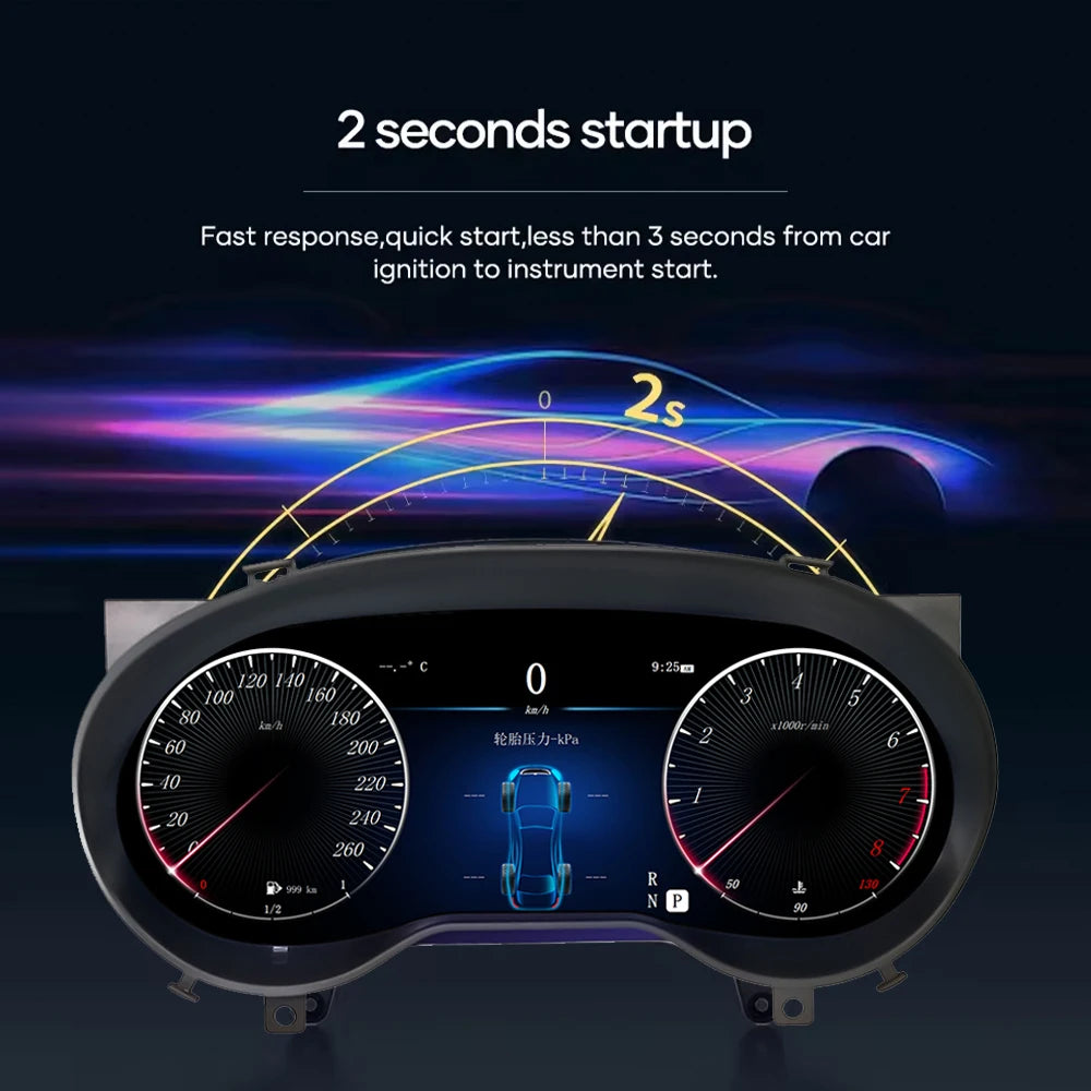 12.3'' Digitaal Instrumentenpaneel – Auto Dashboard Cluster – Cockpit Display – HD Scherm – Plug & Play Installatie – 12,3 Inch HD IPS – Snelle Linux Opstart – Voor Benz C GLC W205 V205 X253 2015-2018 Diesel - QUORE